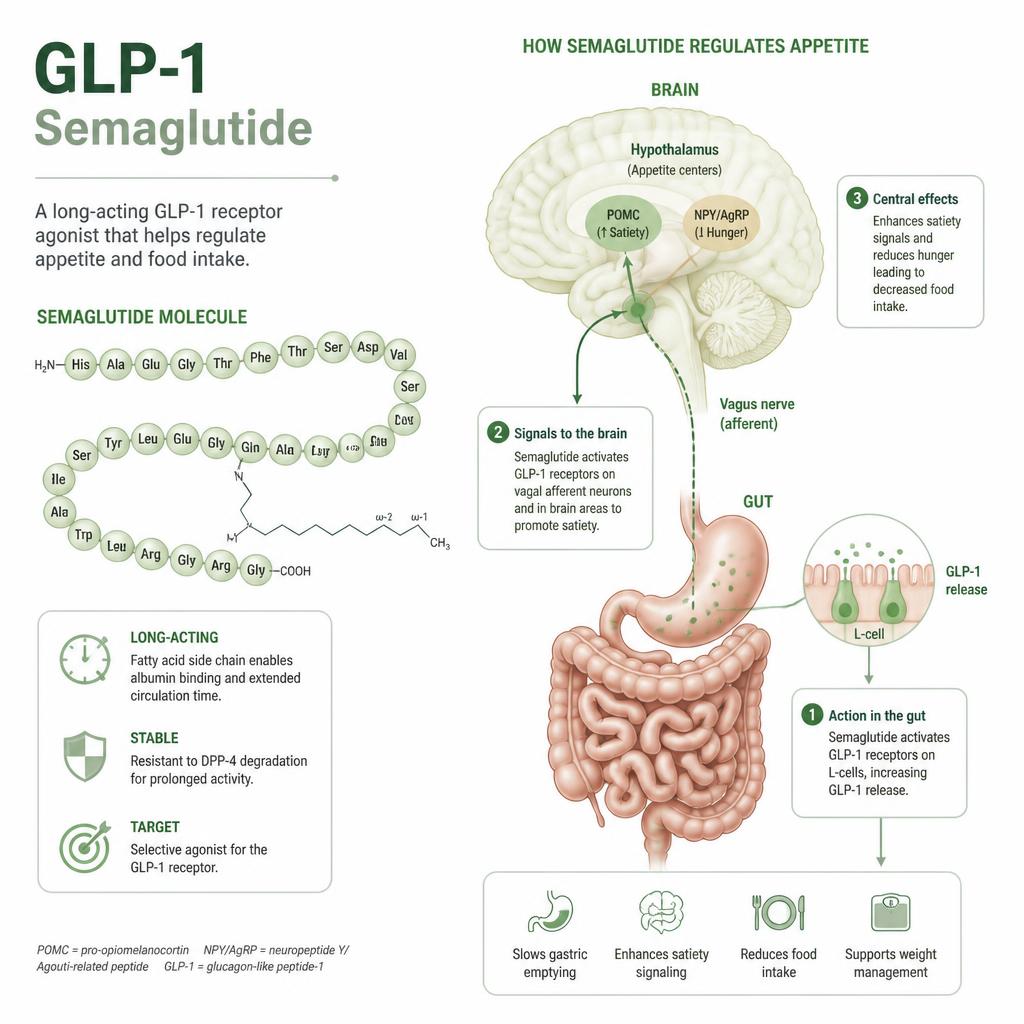 How GLP-1 semaglutide works in the brain and gut